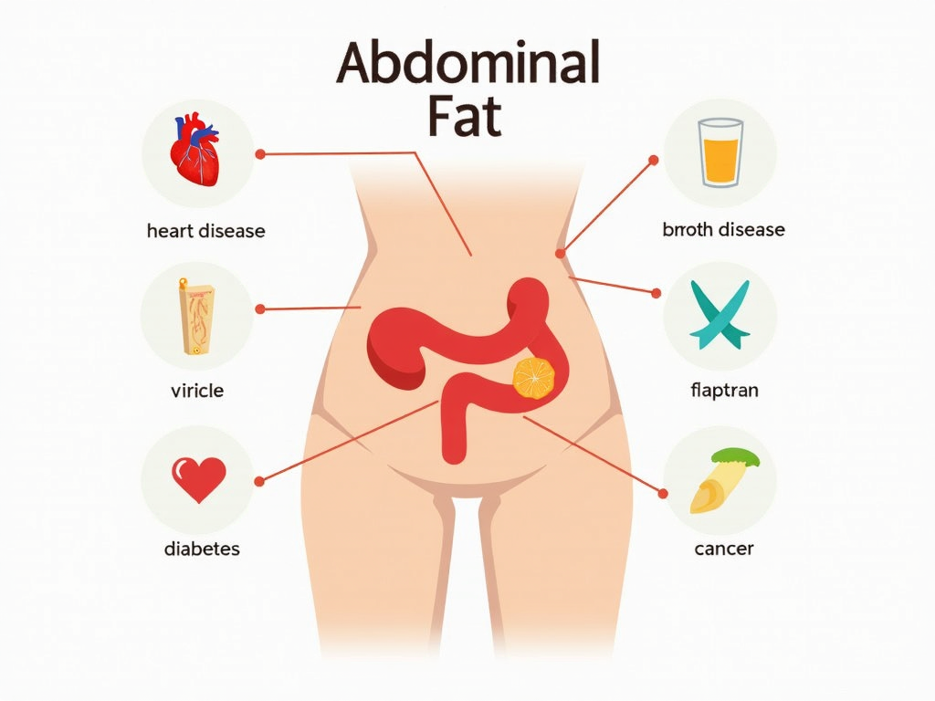 Infografică riscuri grăsime abdominală